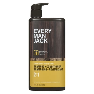 Every Man Jack 2 en 1 shampoing + revitalisant bois de santal 473 ml, 2,75 $/100ml