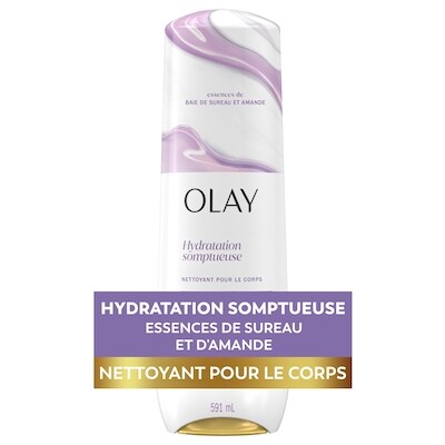 Olay Nettoyant pour le corps Hydratation somptueuse pour femmes enrichi de vitamine B3, notes de baie de sureau et de crème d’amande 591 ml, 2,20 $/100ml