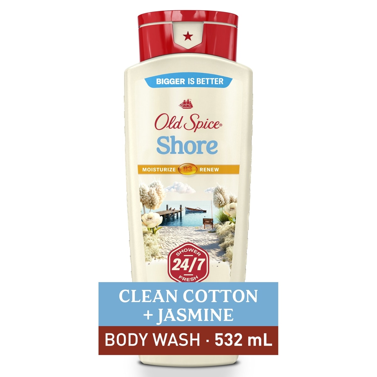 Old Spice Men's Body Wash for Men, Shore Scent, 24/7 Shower Fresh 532 ml, $2.25/100ml