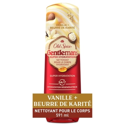 Old Spice Nettoyant pour le corps pour hommes Super Hydratation, Vanille + karité, hydratation régénératrice 24 heures sur 24, 7 jours sur 7, 20 g, 591 mL 591 ml, 3,21 $/100ml