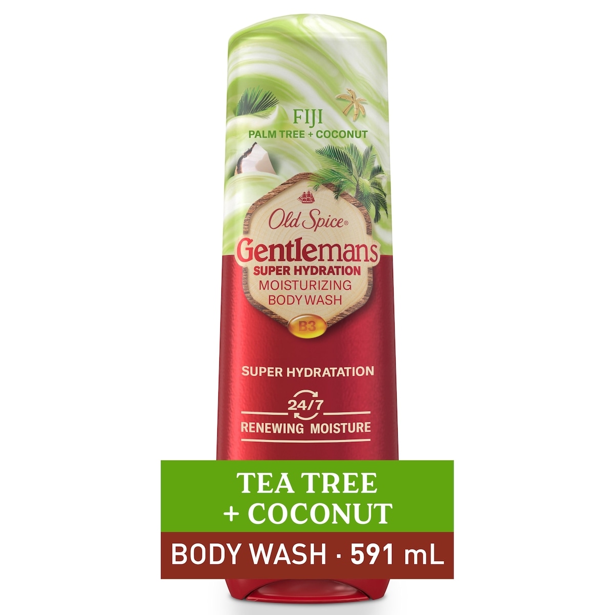 Old Spice Super Hydration Men's Body Wash, Fiji with Palm Tree + Coconut, 24/7 Renewing Moisture 591 ml, $3.21/100ml