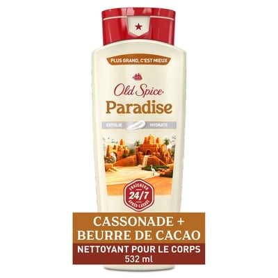 Old Spice Nettoyant pour le corps pour hommes, parfum Paradise, fraîcheur après-lavage 24 heures sur 24, 7 jours sur 7, 532 mL (18 oz liq.) 532 ml, 2,25 $/100ml