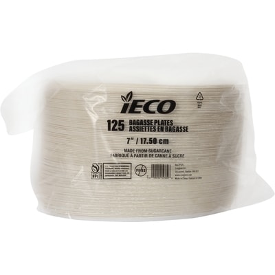 iECO Assiettes en bagasse de 7po 125/Pqt  1 ea, 13,99 $/1ch
