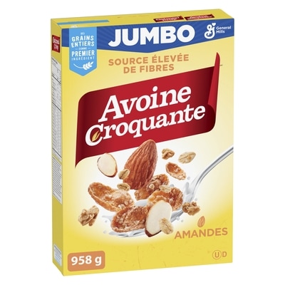 General Mills Céréales Déjeuner , Amandes, Format Jumbo, Riche en Fibres 958 g, 1,15 $/100g