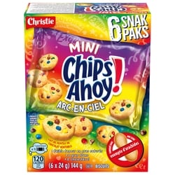 Christie MINI CHIPS AHOY! ARC-EN-CIEL SNAK PAK, Fabriqué dans une usine sans arachides 144 g, 2,42 $/100g