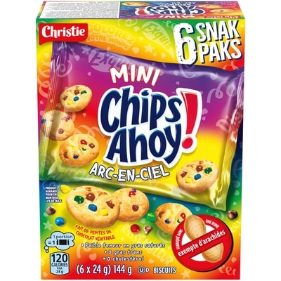 Christie MINI CHIPS AHOY! ARC-EN-CIEL SNAK PAK, Fabriqué dans une usine sans arachides 144 g, 2,98 $/100g