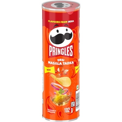 Pringles Potato Chips Desi Masala Tadka Flavour 102 g, $2.44/100g