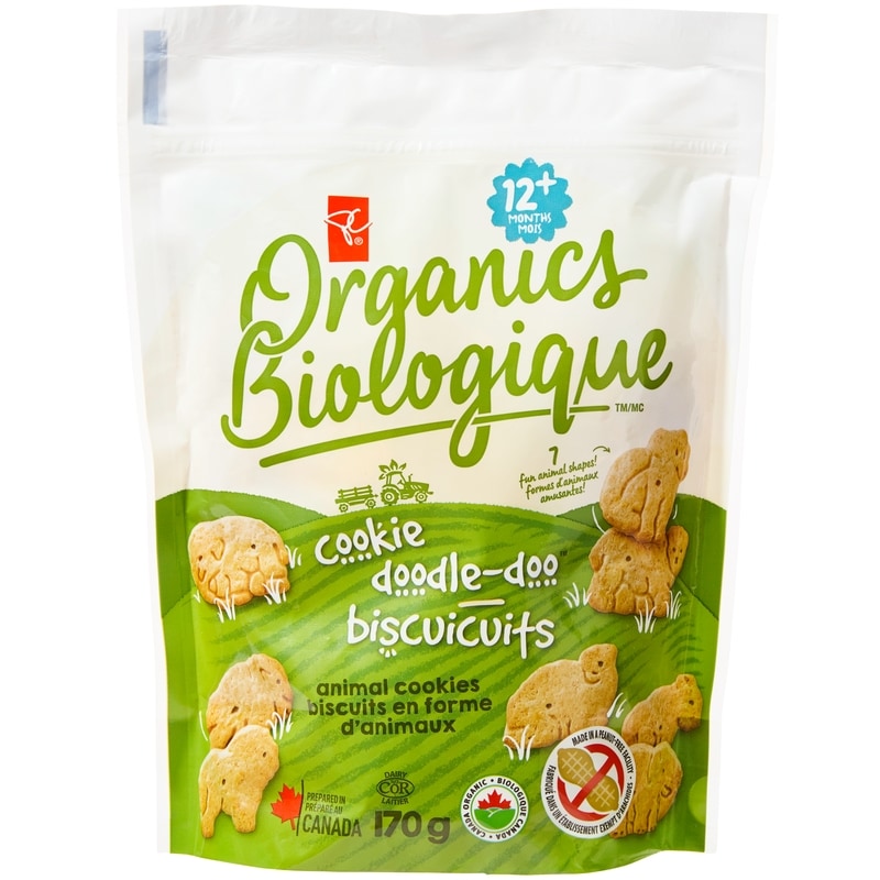 PC Organics Organics Cookie Doodle-Doo Animal Cookies - 170 g | No