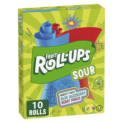 Betty Crocker Fruit Roll-ups Sour - Variety Pack Blue Razzberry ; Berry Punch , 10 Rolls 141 g, $1.77/100g
