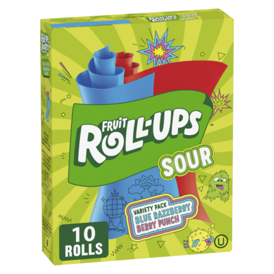 Betty Crocker Fruit Roll-ups Sour - Variety Pack Blue Razzberry ; Berry Punch , 10 Rolls 141 g, $2.13/100g