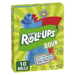Betty Crocker Fruit Roll-ups Sour - Variety Pack Blue Razzberry ; Berry Punch , 10 Rolls 141 g, $2.13/100g