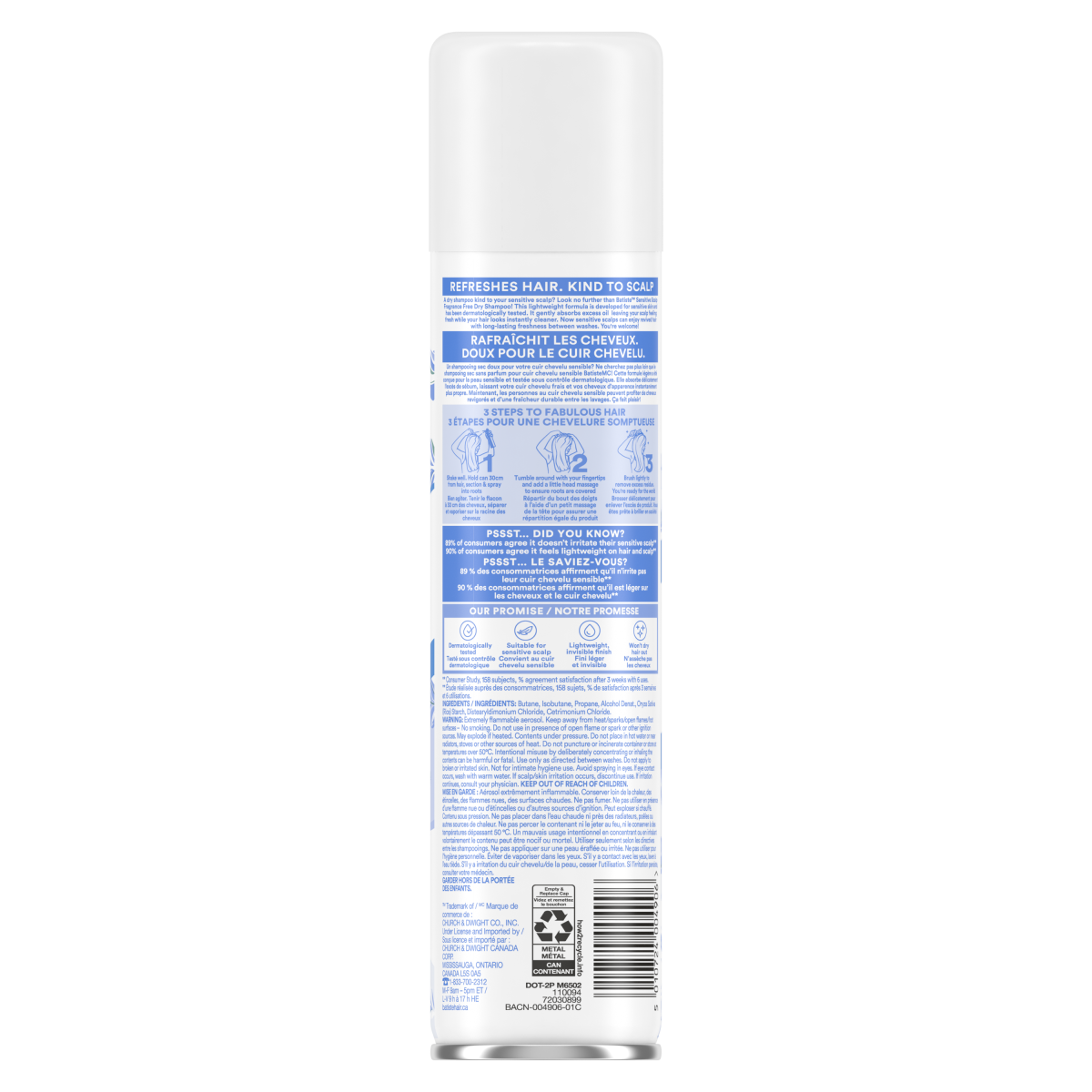 Batiste Dry Shampoo Sensitive Scalp Fragrance Free 200 ml, $4.50/100ml