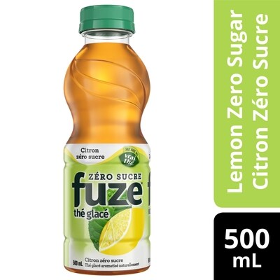 Fuze Thé glacé citron zéro sucre bouteille 500 ml, 0,70 $/100ml