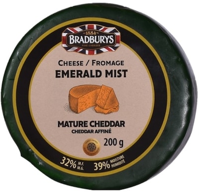 BRADBURYS CHEESE Bradburys Cheese Mature Cheddar, Emerald Mist 200 g, $3.50/100g