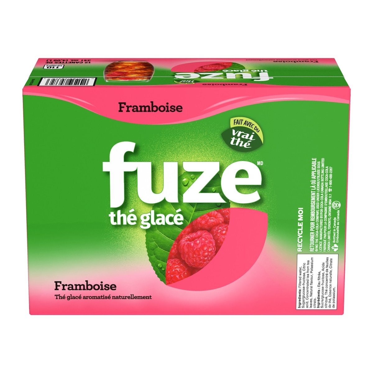 Fuze thé glacé au framboise Cannettes 12x341.0 ml, 0,18 $/100ml