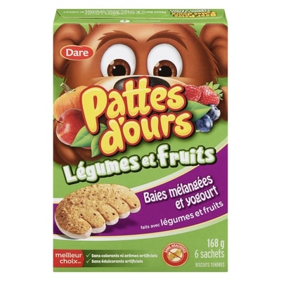 Dare Biscuits tendres légumes et fruits baies mélangées et yogourt 168 g, 2,23 $/100g