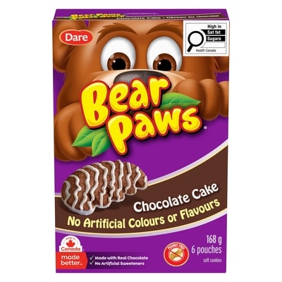 Dare Bear Paws Chocolate Cake Cookies 168 g, $3.27/100g