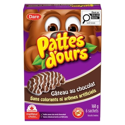 Dare Gâteau au chocolat pattes d'ours 168 g, 2,97 $/100g