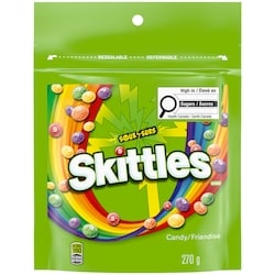 Skittles Surs, bonbons à mâcher, sac 270 g, 1,48 $/100g