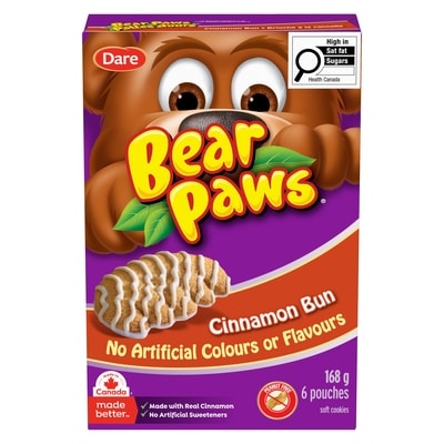 Dare Bear Paws Cinnamon Bun Cookies 168 g, $2.38/100g