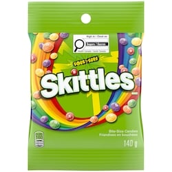 Skittles Doublement surs, bonbons à mâcher, sac 140 g, 2,14 $/100g