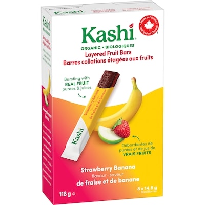 Barres collations étagées aux fruits biologiques saveur de fraise et de banane