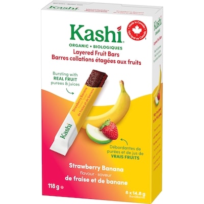 Barres collations étagées aux fruits biologiques saveur de fraise et de banane