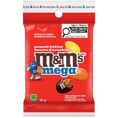 M&M's Peanut Butter Mega Chocolate Candies, Peg Bag 95 g, $3.99/100g