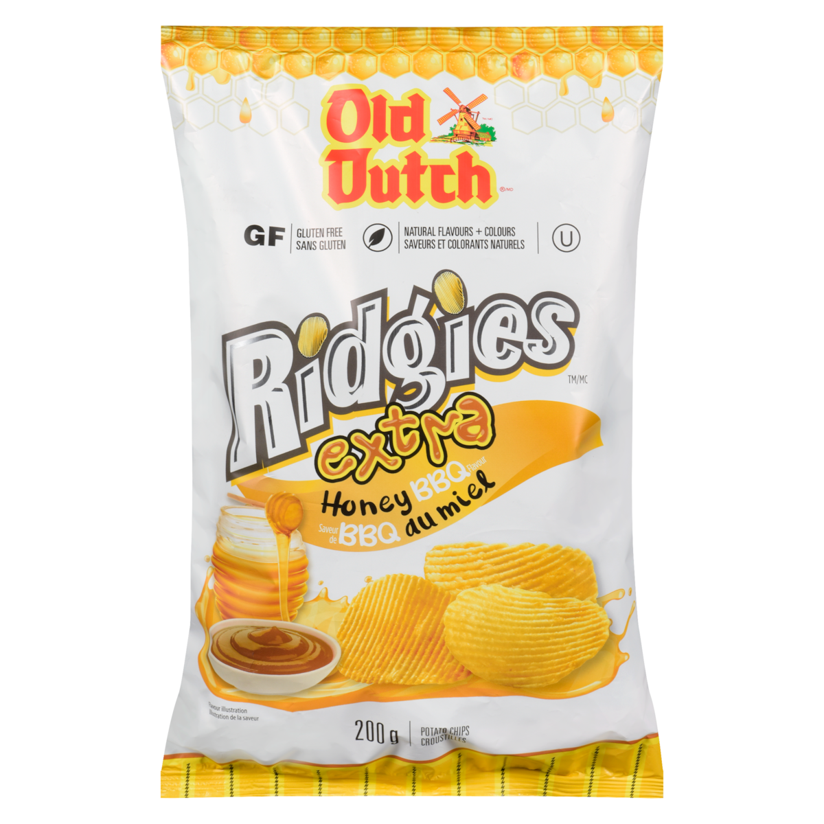 Old Dutch Ridgies Extra Honey BBQ Flavour Potato Chips