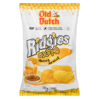 Old Dutch Ridgies croustilles extra saveur de bbq du miel 200 g, 2,50 $/100g
