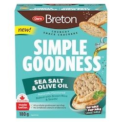 Dare Breton Simple Goodness Sea Salt & Olive Oil Crackers 180 g, $1.67/100g