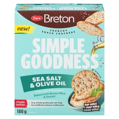 Dare Simple Goodness Crunchy Snack Crackers Sea Salt & Olive Oil 180 g, $1.39/100g