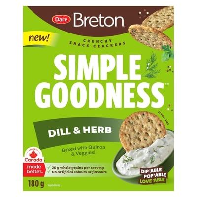 Dare Breton Simple Goodness Dill & Herb Crackers 180 g, $1.94/100g