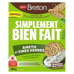 Dare Simplement bien fait craquelins collation croustillants aneth et fines herbes 180 g, 1,67 $/100g