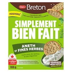 Dare Craquelins Breton Simplement bien fait Aneth et fines herbes 180 g, 2,49 $/100g