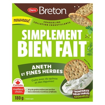Dare Craquelins Breton Simplement bien fait Aneth et fines herbes 180 g, 2,49 $/100g