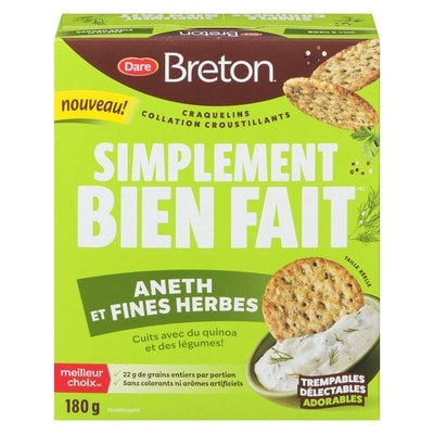 Dare Simplement bien fait craquelins collation croustillants aneth et fines herbes 180 g, 1,39 $/100g