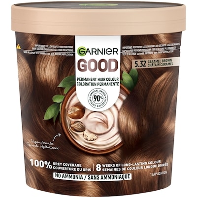 Garnier GOOD, Permanent Hair Dye, 100% Grey Coverage, No Ammonia Caramel Brown 1 ea, $16.99/1ea