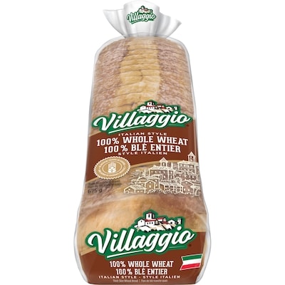 Villaggio Pain de blé tranché épais 100 % blé entier 675 g, 0,59 $/100g