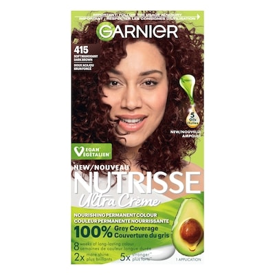 Garnier Nutrisse Ultra Crème, Coloration Permanente, 100% Couverture des Cheveux Gris Doux Acajou Brun Foncé 1 ea, 13,49 $/1ch