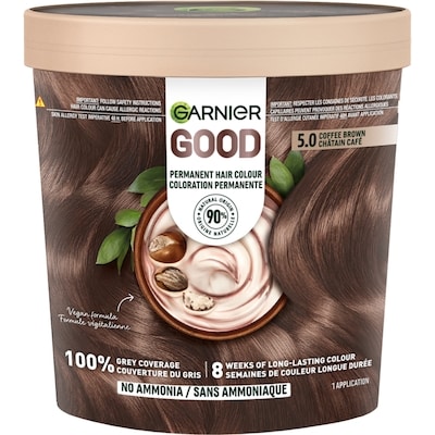 Garnier GOOD, Permanent Hair Dye, 100% Grey Coverage, No Ammonia Coffee Brown 1 ea, $15.30/1ea