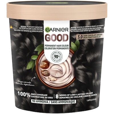 Garnier Good, Coloration Permanente, 100% Couverture du Gris, Sans Ammoniaque Brun Foncé Chocolat 1 ea, 17,99 $/1ch