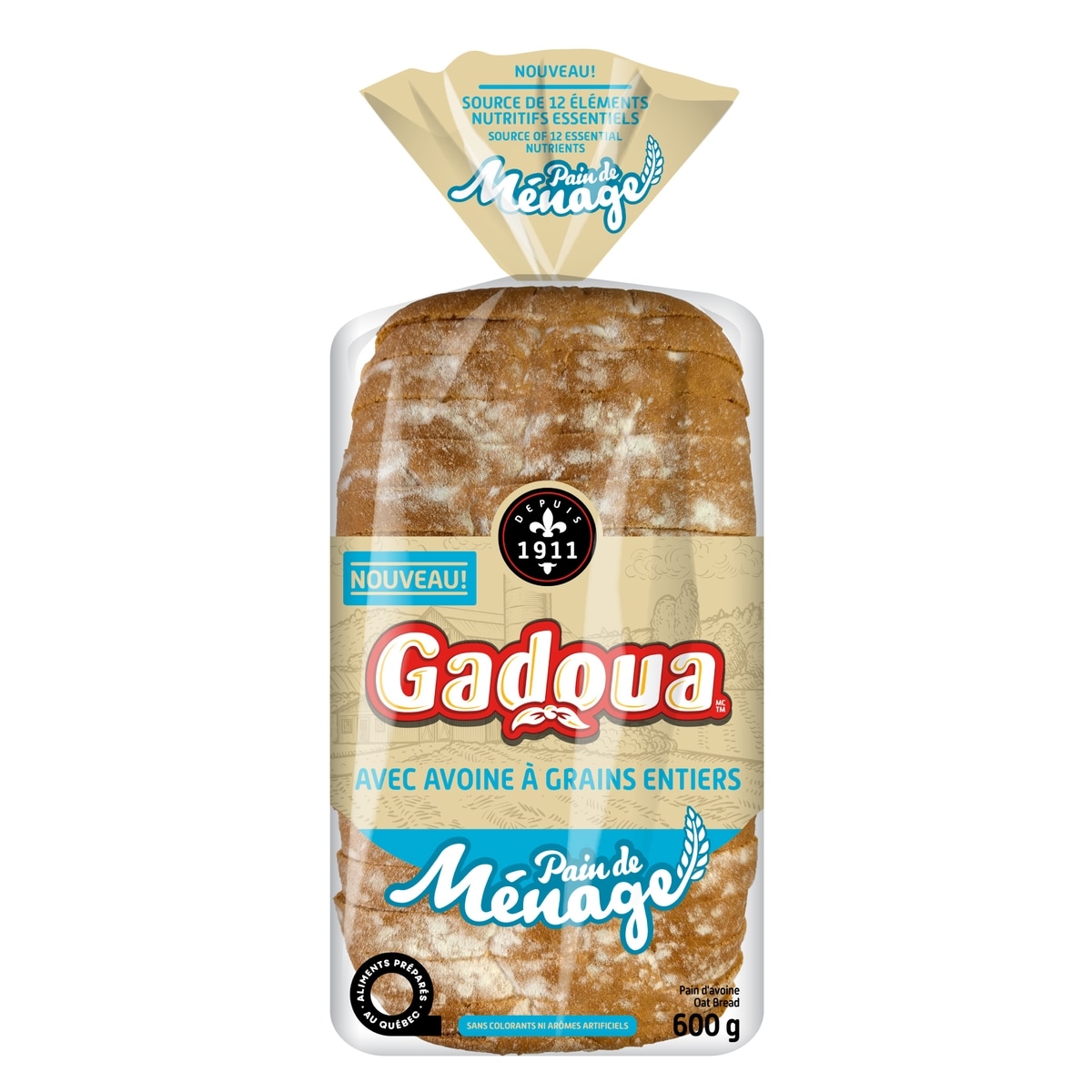 Gadoua Pain de ménage avec avoine à grains entiers 600 g, 0,67 $/100g