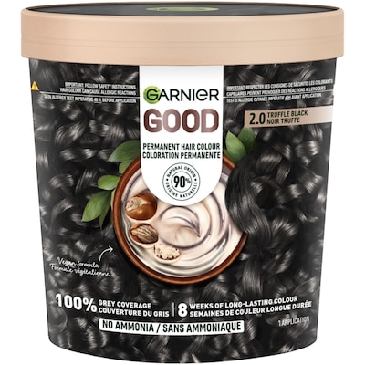 Garnier Good, Coloration Permanente, 100% Couverture du Gris, Sans Ammoniaque Noir Truffe 1 ea, 17,99 $/1ch