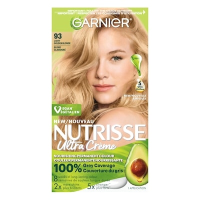 Garnier Nutrisse Ultra Crème, Coloration Permanente, 100% Couverture des Cheveux Gris Blond Clair Doré 1 ea, 13,49 $/1ch