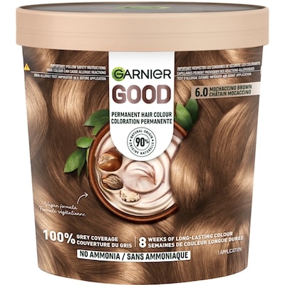 Garnier Good, Coloration Permanente, 100% Couverture du Gris, Sans Ammoniaque Châtain Mocaccino 1 ea, 17,99 $/1ch