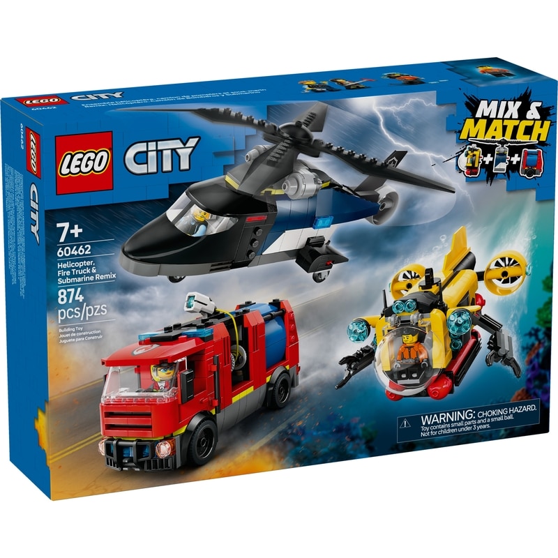 City Great Vehicles Helicopter, Fire Truck & Submarine Remix 60462