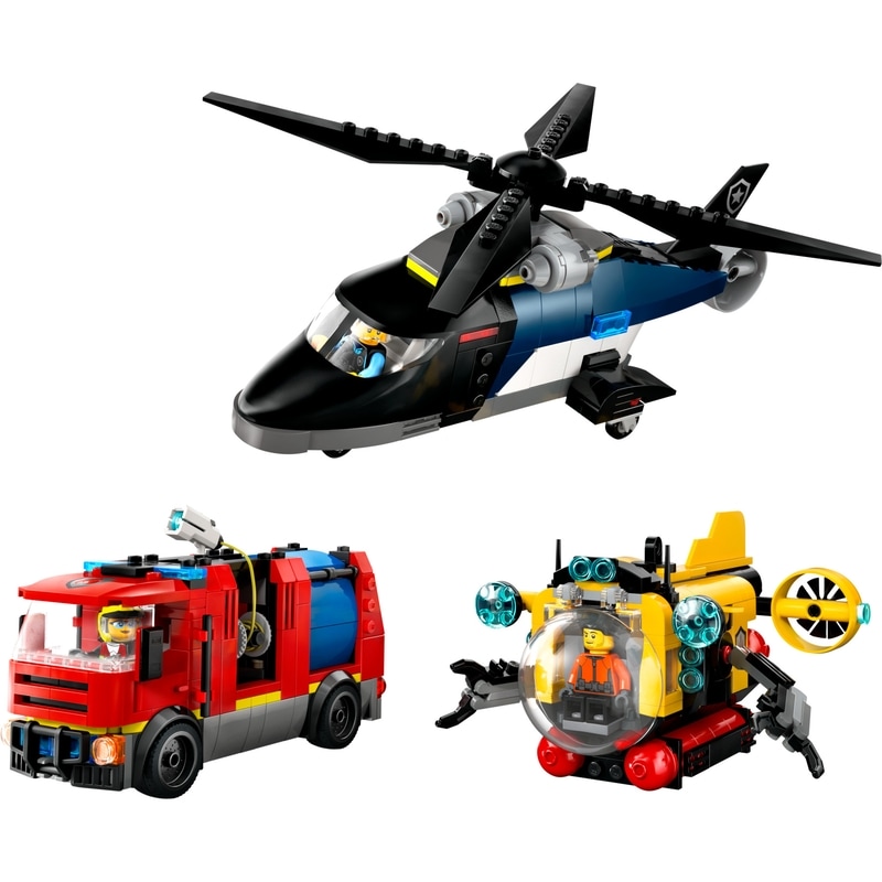 City Great Vehicles Helicopter, Fire Truck & Submarine Remix 60462