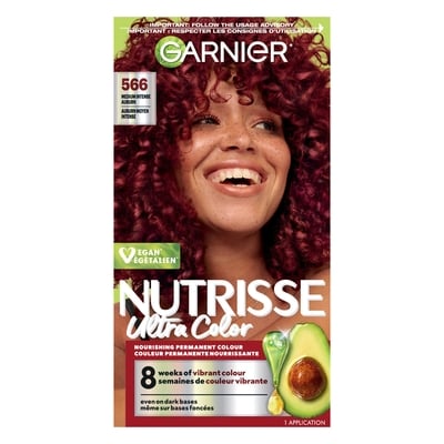 Garnier Nutrisse Ultra Color, Permanent Hair Dye, Long-Lasting Vibrant Colour Medium Intense Auburn 1 ea, $13.49/1ea