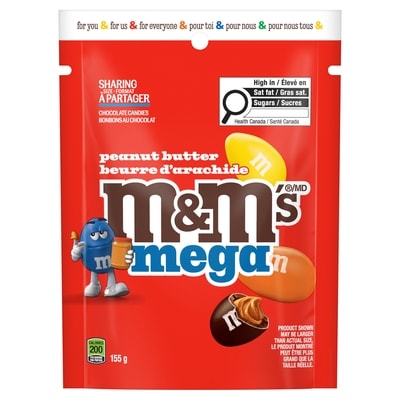 M&M's Peanut Butter Mega Milk Chocolate Candies, Sharing Bag 155 g, $3.74/100g